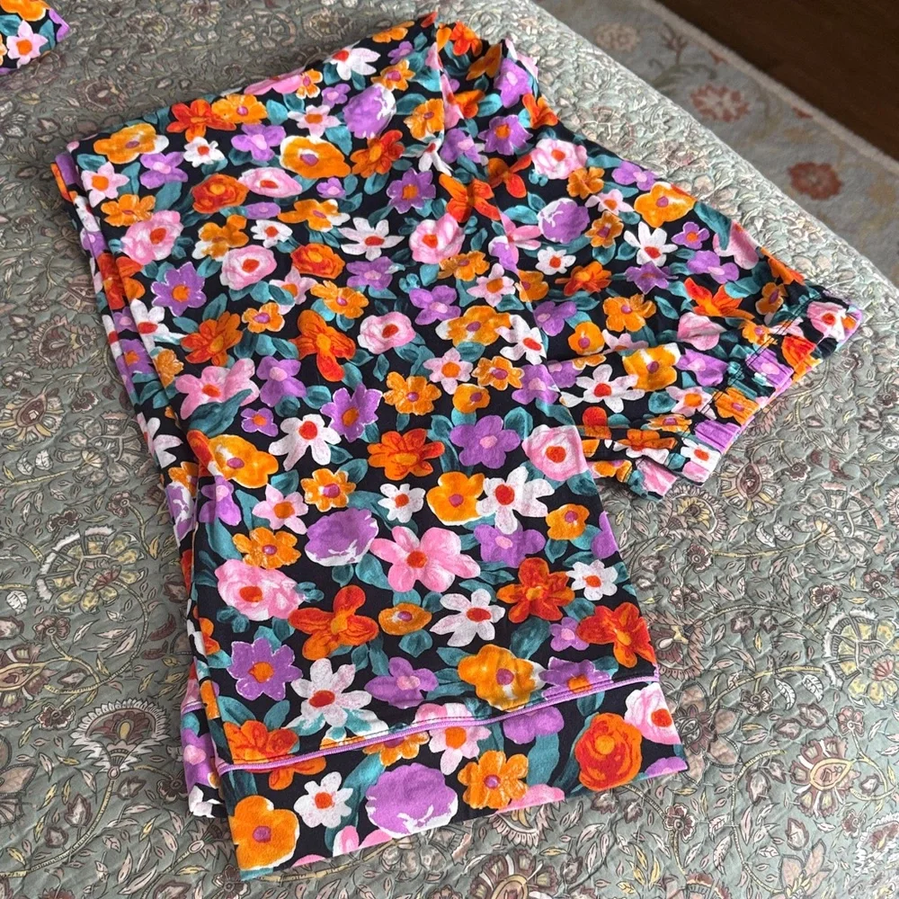 BedHead Cotton Knit Floral Pajamas- Black, Orange, Pink, Purple - Picture 3 of 6